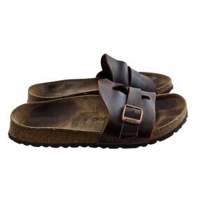 Birkenstock Sandals Size 39 Womens 8 8.5 Papillon Carmen Slip On Brown Leather
